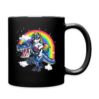 Licorne Sur T Rex Tyrannosaure Fête Anniversaire - Mug uni - noir - Droite