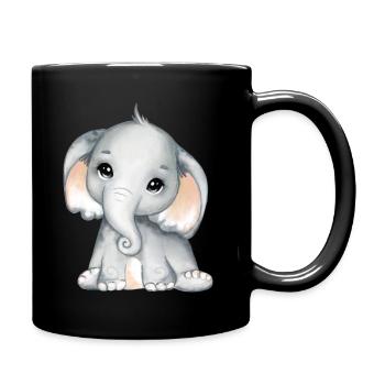 Baby Elephant Funny Sweet T-shirt Gift Idea - Full Colour Mug - black - Right