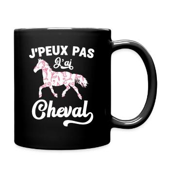 J'Peux Pas J'ai Cheval Humour Fille Équitation - Mug uni - noir - Droite