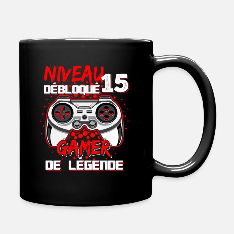 Cadeau Anniversaire 15 ans Garçon Humour Gamer - Mug uni - noir