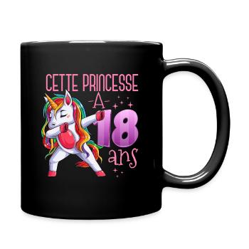 18 Ans Cadeau Anniversaire Fille Licorne Princesse - Mug uni - noir - Droite