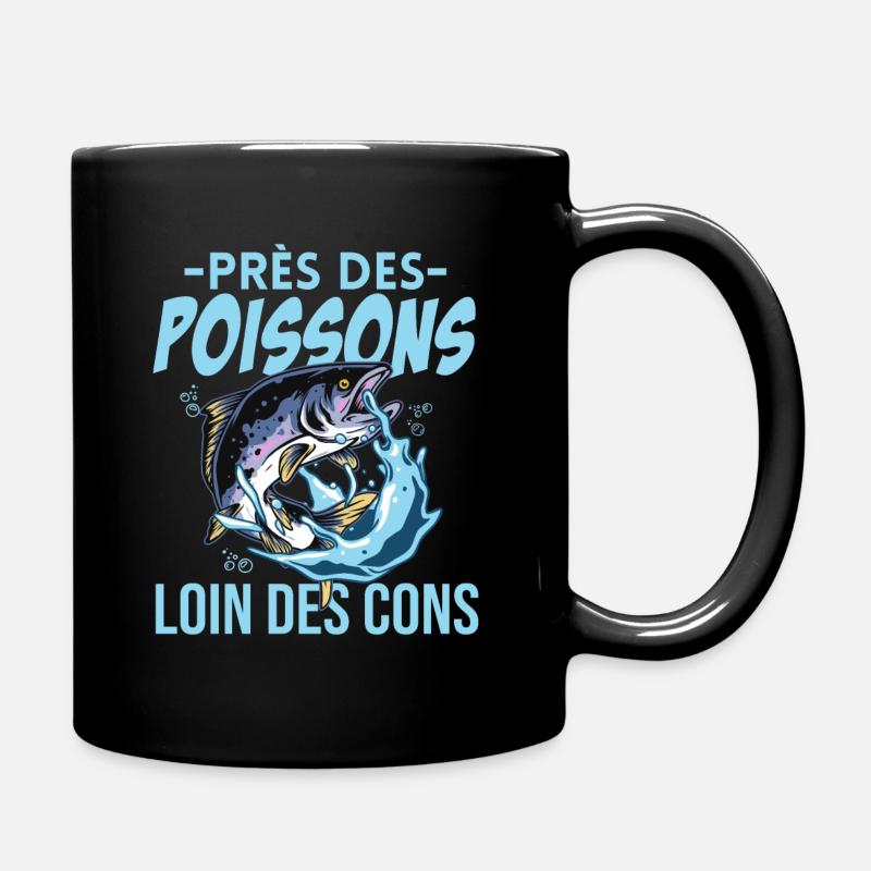Près Des Poissons Loin Des Cons Cadeau Pêcheur - Mug uni - noir