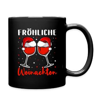 Weihnachten Christmas Weinachten Wein Geschenk - Tasse einfarbig - Schwarz - Rechts