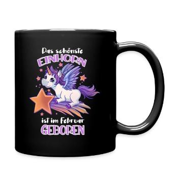 Das schönste Einhorn ist im Februar geboren - Tasse einfarbig - Schwarz - Rechts