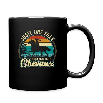 Une Fille Qui Aime Les Chevaux Cadeau Équitation - Mug uni - noir - Droite