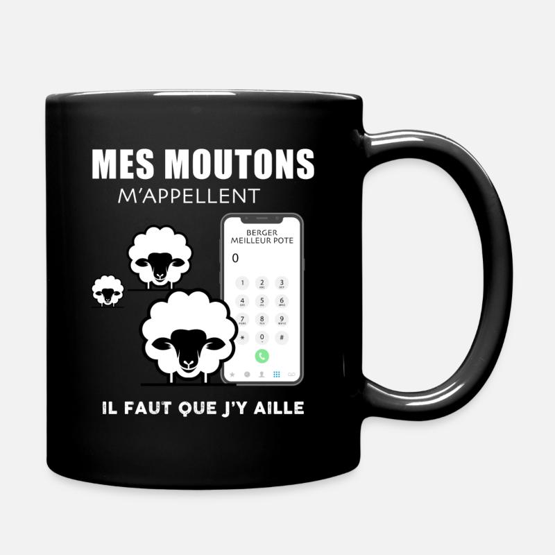 t-shirt mes moutons m'appellent - Mug uni - noir