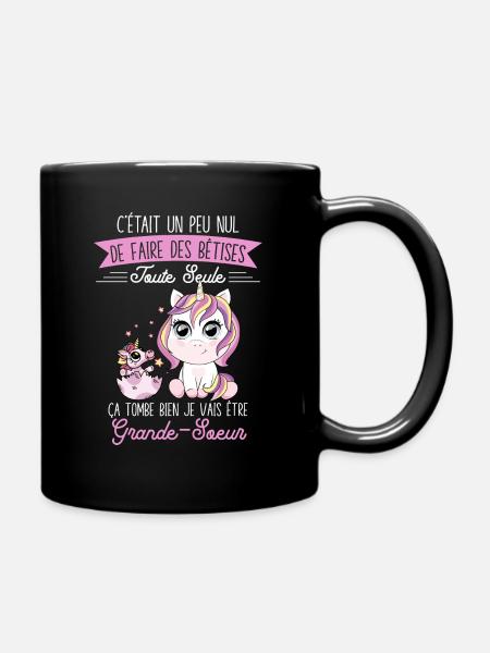 Future Grand Soeur Drôle Annonce Licorne Bêtises - Mug uni - noir