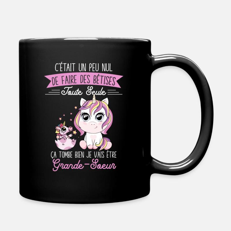 Future Grand Soeur Drôle Annonce Licorne Bêtises - Mug uni - noir
