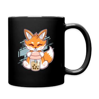 Cute Fox Boba Fox Bubble Tea Kawaii Japan - Full Colour Mug - black - Right