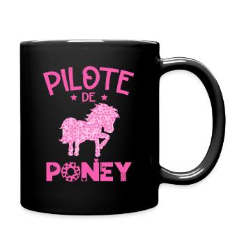 Pilote De Poney Humour Cadeau Équitation Cavalière - Mug uni - noir - Droite