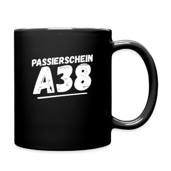 Passierschein A38 Ausgangssperre Home Office - Tasse einfarbig - Schwarz - Rechts