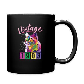 Birthday 1993 93 Vintage Cat Vintage Gift - Full Colour Mug - black - Right