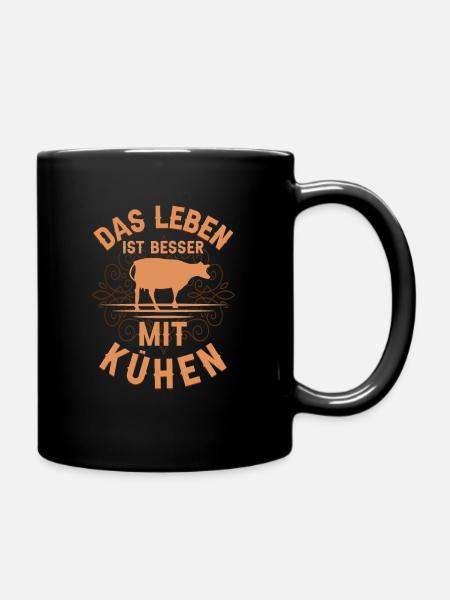 Kuh Kühe Rind Spruch Bauer Landwirt Leben Geschenk - Tasse einfarbig - Schwarz
