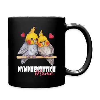 Niedlich Nymphen Geschenk Nymphensittich Mama - Tasse einfarbig - Schwarz - Rechts
