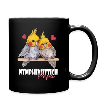 Niedlich Nymphen Geschenk Nymphensittich Papa - Tasse einfarbig - Schwarz - Rechts