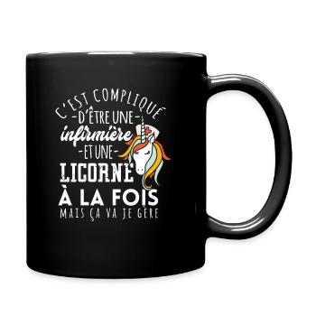 Compliqué D'être Une Infirmière Et Une Licorne - Mug uni - noir - Droite