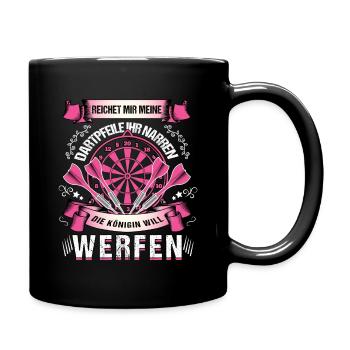 Dartpfeile Narren Königin, Dart Dartspielerin - Tasse einfarbig - Schwarz - Rechts