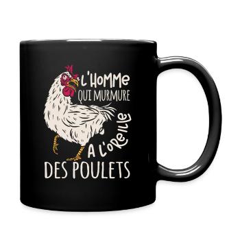L'homme Qui Murmure Poulets Humour Poules Cadeau - Mug uni - noir - Droite