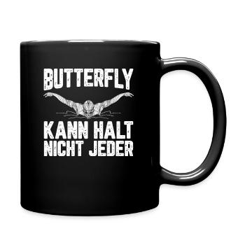 Schwimmen kann halt nicht jeder Schwimmer - Tasse einfarbig - Schwarz - Rechts