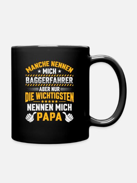Baggerfahrer Papa Bauarbeiter Bagger - Tasse einfarbig - Schwarz