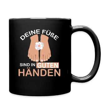 Fußpflegerin Füße in guten Händen Pediküre - Tasse einfarbig - Schwarz - Rechts