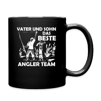Vater Sohn beste Angler Team angeln Retro - Tasse einfarbig - Schwarz - Rechts