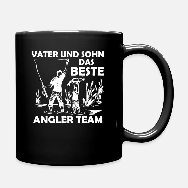 Vater Sohn beste Angler Team angeln Retro - Tasse einfarbig - Schwarz