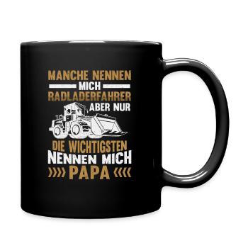Radladerfahrer Papa Radlader Bauarbeiter - Tasse einfarbig - Schwarz - Rechts