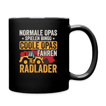 Radladerfahrer coole Opas fahren Radlader - Tasse einfarbig - Schwarz - Rechts