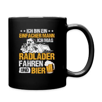 Radlader und Bier Radladerfahrer Bauarbeiter - Tasse einfarbig - Schwarz - Rechts