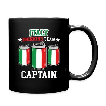 Kapitän des italienischen Trinkteams - Tasse einfarbig - Schwarz - Rechts