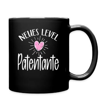 Neues Level Patentante Taufpatin - Tasse einfarbig - Schwarz - Rechts