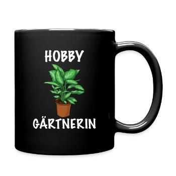 Hobby Gärtnerin für die Gartenarbeit Topfpflanze - Tasse einfarbig - Schwarz - Rechts