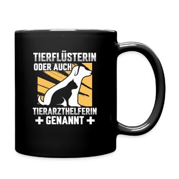 Tierflüsterin oder Tierarzthelferin TFA Veterinär - Tasse einfarbig - Schwarz - Rechts