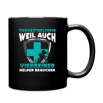 Tierarzthelferin Vierbeiner Helden TFA Veterinär - Tasse einfarbig - Schwarz - Rechts