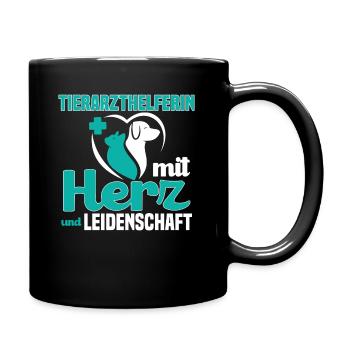 Tierarzthelferin mit Herz und Leidenschaft TFA - Tasse einfarbig - Schwarz - Rechts
