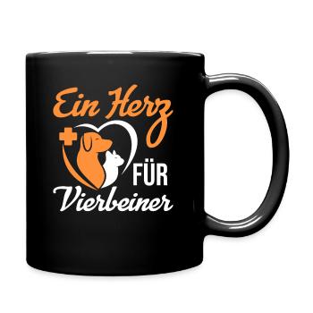 Tierarzthelferin Herz für Vierbeiner TFA Veterinär - Tasse einfarbig - Schwarz - Rechts