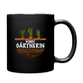 Frauen Garten Outfit die Hobby Gärtnerin - Tasse einfarbig - Schwarz - Rechts