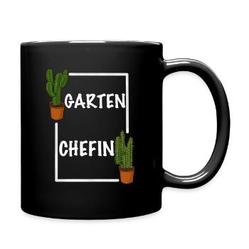 Garten Chefin lustiges Frauen Garten Outfit - Tasse einfarbig - Schwarz - Rechts