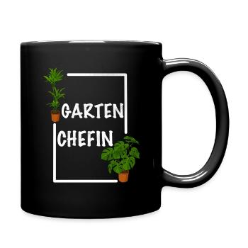 Garten Chefin lustiges Frauen Garten Outfit - Tasse einfarbig - Schwarz - Rechts