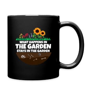 Gardener saying what happens in the garden - Full Colour Mug - black - Right