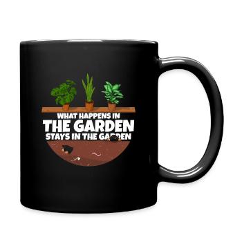 Gardener saying what happens in the garden - Full Colour Mug - black - Right