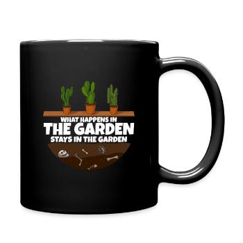 Gardener saying what happens in the garden - Full Colour Mug - black - Right