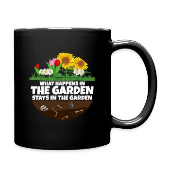 Gardener saying what happens in the garden - Full Colour Mug - black - Right