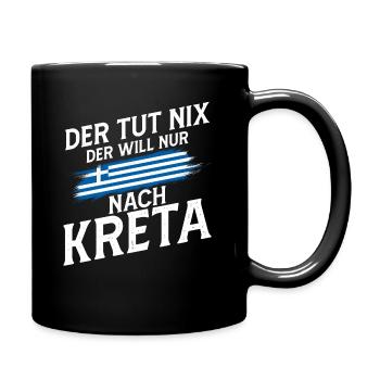 Kreta der tut nix Griechenland Urlaub - Tasse einfarbig - Schwarz - Rechts