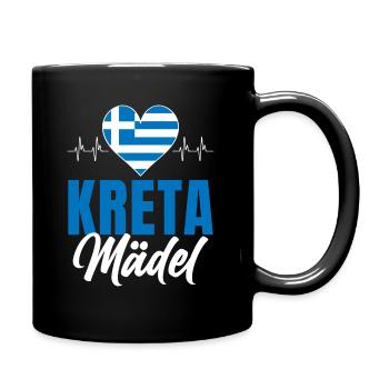 Kreta Mädel Griechenland Urlaub Herzschlag - Tasse einfarbig - Schwarz - Rechts