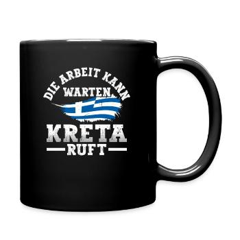 Die Arbeit kann warten Kreta Griechenland - Tasse einfarbig - Schwarz - Rechts