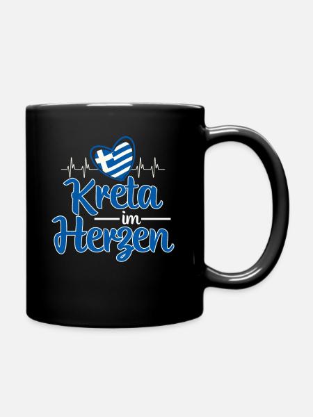 Kreta im Herzen Herzschlag Griechenland - Tasse einfarbig - Schwarz