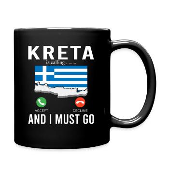 Kreta ruft ich muss los Griechenland Urlaub - Tasse einfarbig - Schwarz - Rechts