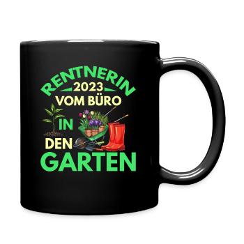 Rentner 2023 vom Büro in den Garten Rente - Tasse einfarbig - Schwarz - Rechts